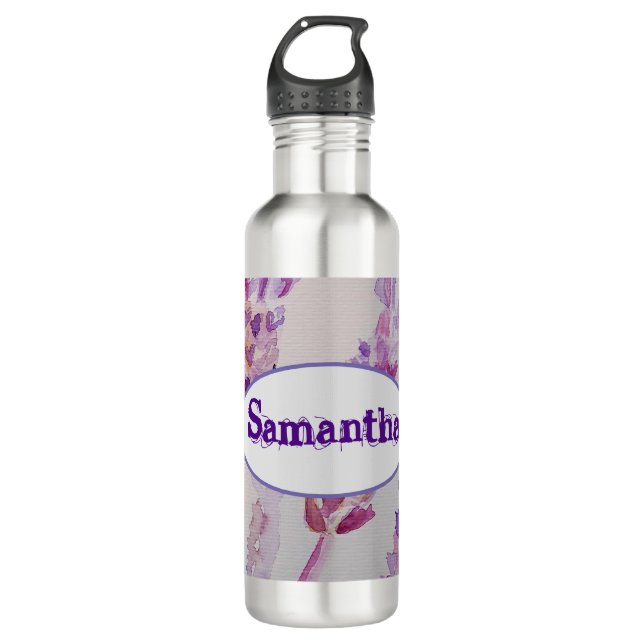 Garrafa Aniversário da Flor de lavanda e da Abelha (Frente)