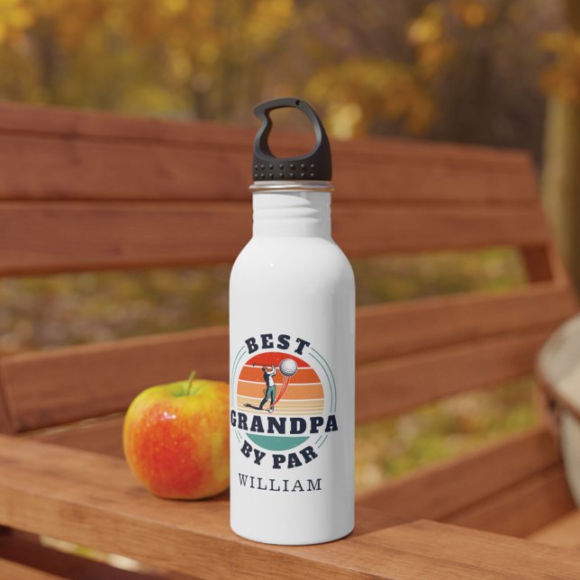 Garrafa Aniversário do Vovô de Legenda Golfe Personalizado (Retro Grandpa Retirement Gift Water Bottle)