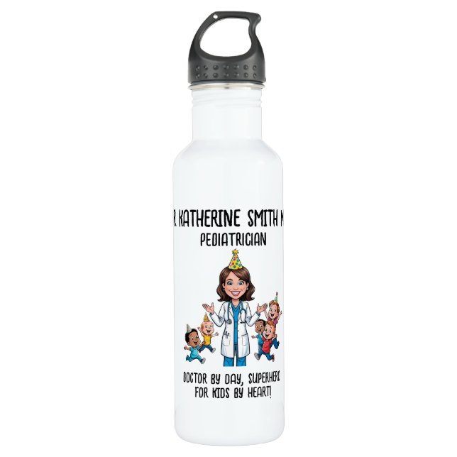 Garrafa antistress pediatrician medical doctor fun pink (Frente)