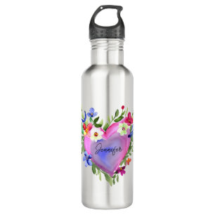 Garrafa Aquarela Floral Personalizada