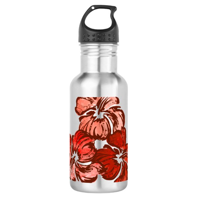 Garrafa Aquarela Hibiscus Tropical (Frente)