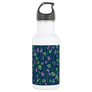 Garrafa Aquarela violetas em azul