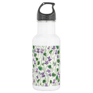 Garrafa Aquarela violetas em branco fosco