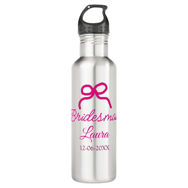 Garrafa Arco PINK nome mínimo bridesmaid ano de presente (Frente)
