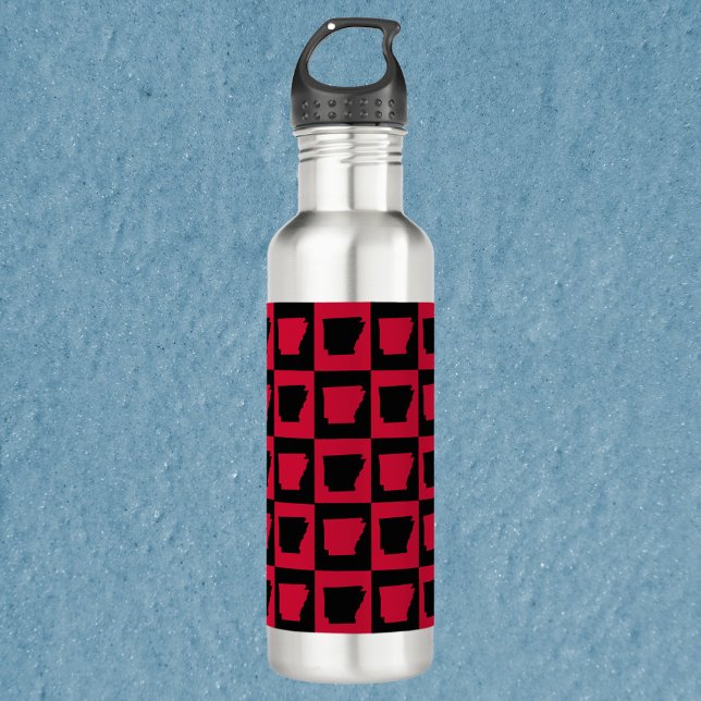 Garrafa Arkansas Red and Black Pattern (A water bottle with a black and red pattern of Arkansas!)