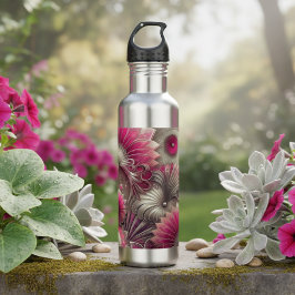 Garrafa Art Nouveau Ventiladores rosa e prateados