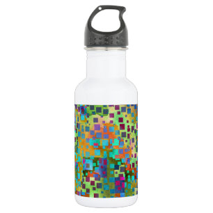 Garrafa Arte abstrata colorida de Digitas com quadrados