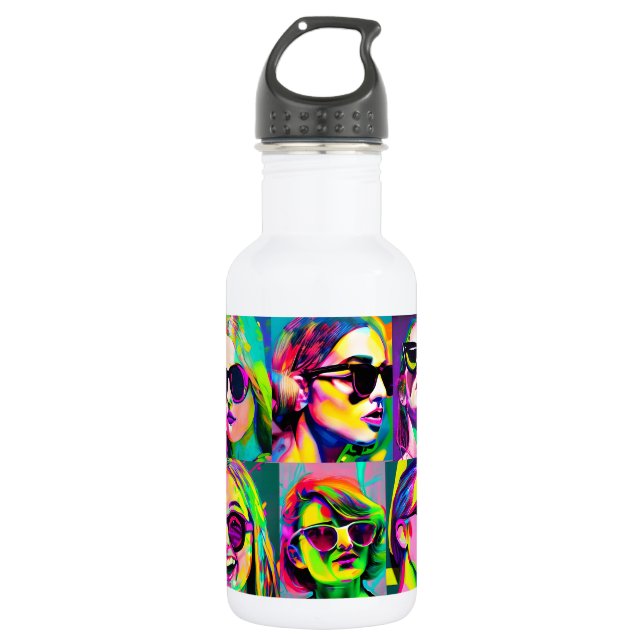 Garrafa Arte Abstrato digital colorida | Mulheres em Sungl (Frente)