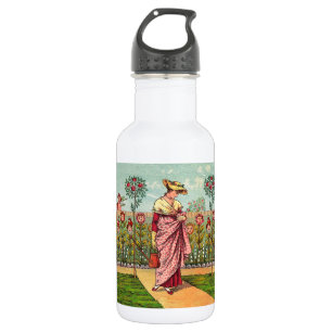 Garrafa Arte Antigo Jardim Crescer Flor Mulher