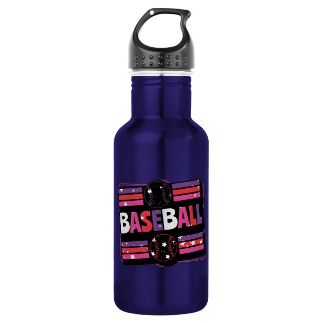 Garrafa Arte de Palavra Girly Baseball (Frente)