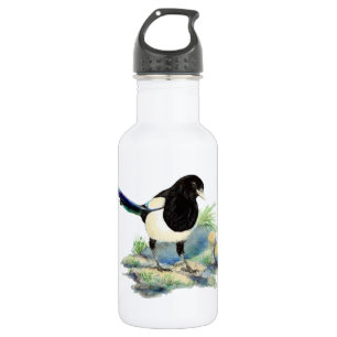 Garrafa Arte de Pássaro de Magpie com Aquarela Curiosa