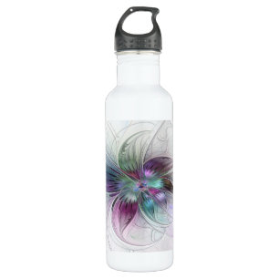 Garrafa Arte Fractal Moderna Floral Colorida Abstrato