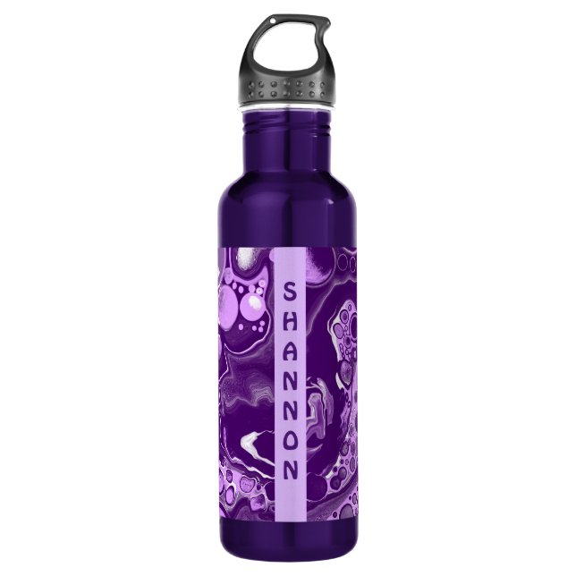 Garrafa Arte Marble Personalizada Roxa (Frente)