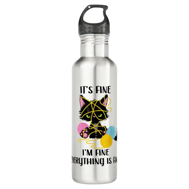 Garrafa Arte Negra Engraçada Está tudo bem Estou bem (Frente)