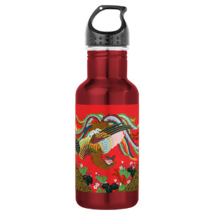 Garrafa Arte Vintage do Pássaro Fênix Vermelho Japonês G.A