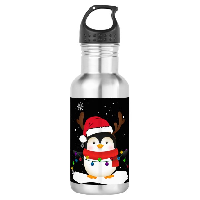 Garrafa Árvore de Natal de Penguin Reindeer (Frente)
