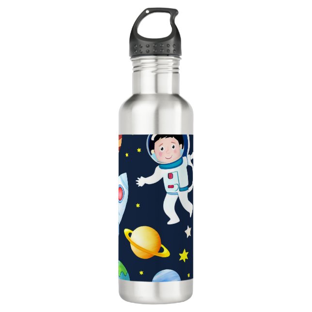 Garrafa Astronaut in Space Planets and Rockets Pattern (Frente)