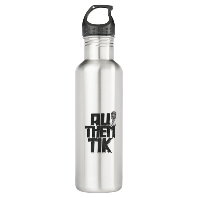 Garrafa Authemtit Black Logo Stainless Steel Water Bottle (Frente)