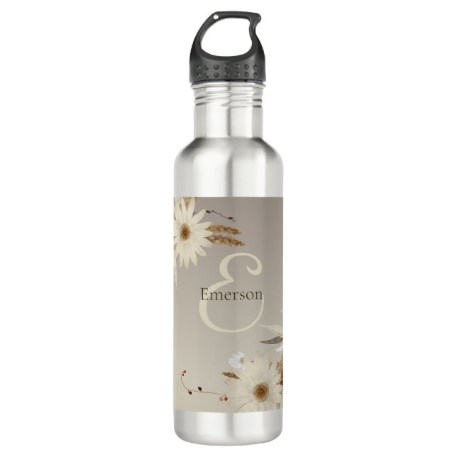 Garrafa Autumn Watercolor Floral Monograma Personalizado (Frente)