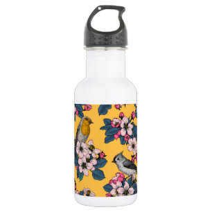 Garrafa Aves e Blossomas em amarelo