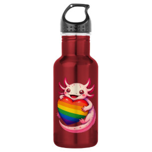 Garrafa Axolotl Coração Arco-íris Orgulho Anfíbio