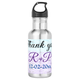 Garrafa Azul roxo ombre glitter brilho obrigado adicionar