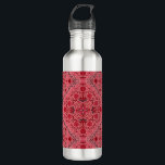 Garrafa Azulejos florais em vermelho e melancia rosa<br><div class="desc">Azulejos florais,  flores,  besouros,  borboletas pintados à mão</div>