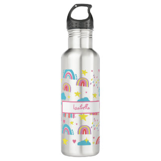 Garrafa Back to School Water Bottle with Rainbow Pattern