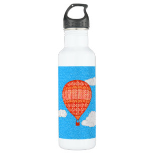 Garrafa Balão de ar quente, laranja-coral contra céu azul