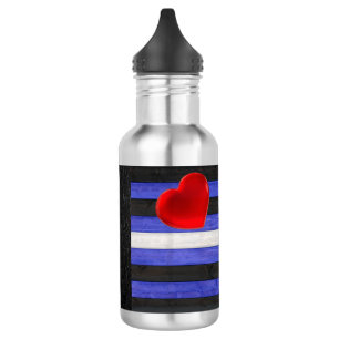 Garrafa Bandeira do orgulho de couro de SlipperyJoe azul r