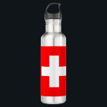 Garrafa Bandeira Suíça (Suiça)<br><div class="desc">Esta design apresenta a bandeira da Suiça (oficialmente a Confederação Suíça), que é um país sem litoral no meio da Europa. É uma república federal, dividida em 26 cantões; sua capital é Berna, enquanto sua maior cidade é Zurique. O país faz fronteira com a Alemanha a norte, a Áustria e...</div>