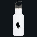 Garrafa Barcos de Água<br><div class="desc">Esta garrafa de água é mostrada em branco com uma impressão de veleiro a preto. Personalize este item ou comprar como está.</div>