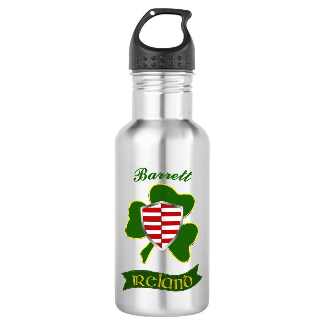 Garrafa Barrett Irish Shield & Shamrock Personalizado (Frente)