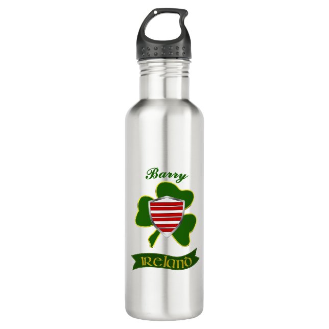 Garrafa Barry Irish Shield & Shamrock Personalizado (Frente)