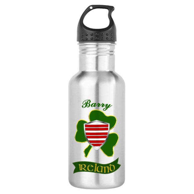 Garrafa Barry Irish Shield & Shamrock Personalizado (Frente)