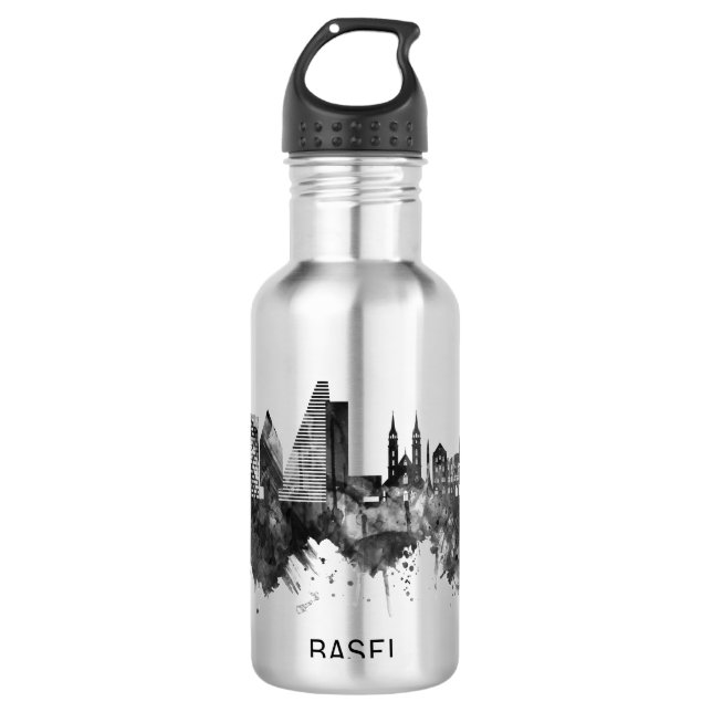 Garrafa Basileia Suiça Skyline BW (Frente)
