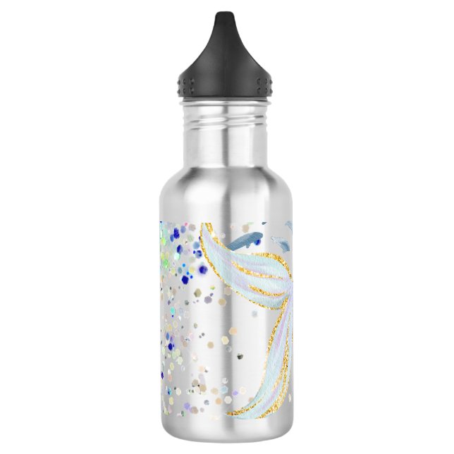 Garrafa Bateria De Sereia Com Glitter Whimsical Sob O Mar (Esquerda)