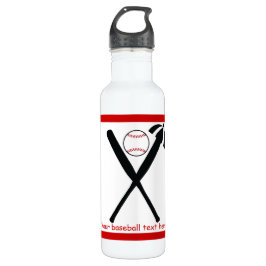 Garrafa Baterias cruzadas de baseball e boné preto, vermel