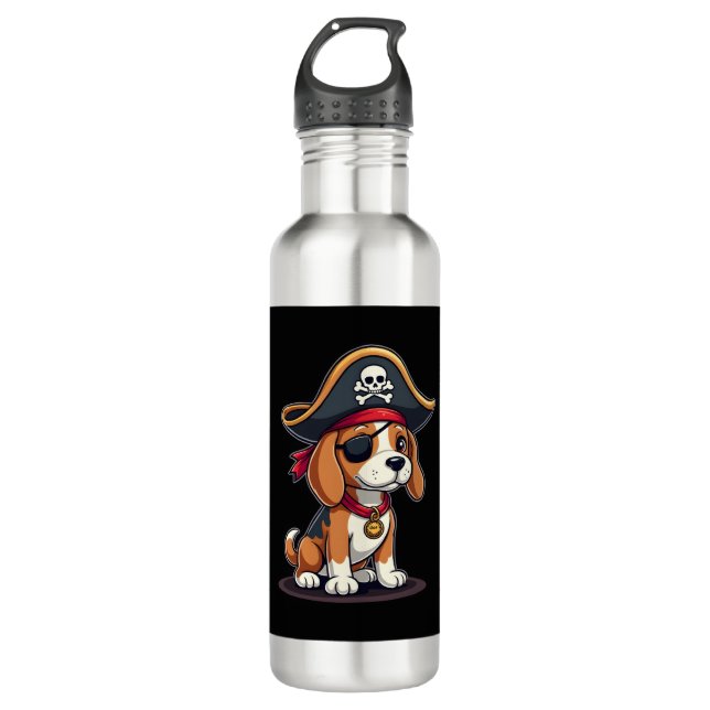 Garrafa Beagle Pirate Costume Jolly Roger Flag Skull Cross (Frente)