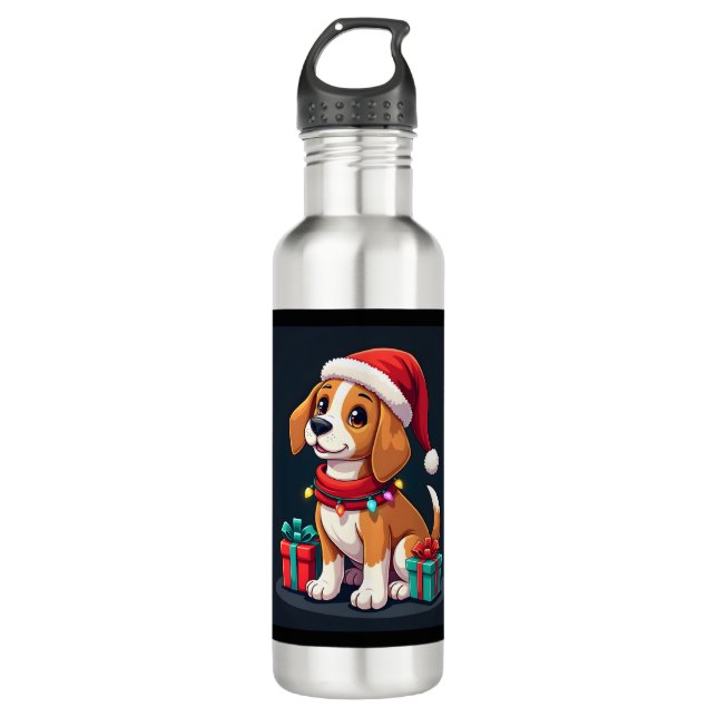 Garrafa Beagle Xmas Lighting Papais noeis Beagle Dog Natal (Frente)