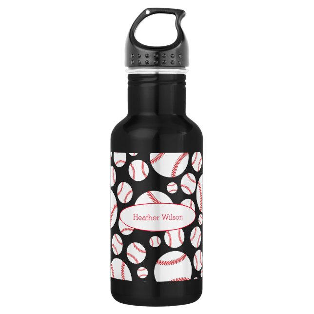 Garrafa Beball Team Black Water Bott com nome (Frente)