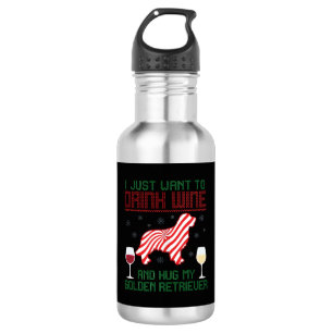 Garrafa Beber Vinho Abraçar Retriever Dourado Natal