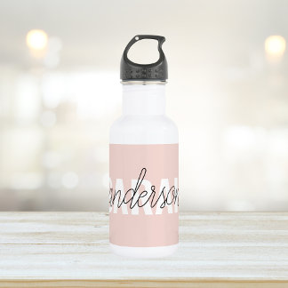 Garrafa Beleza Rosa Moderna Pastel Personalizada Seu Nome