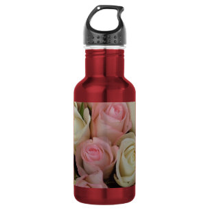 Garrafa Belo Buquê de Flor de Rosas Brancas Rosa