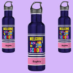 Garrafa Bem-Vindo Personalizado De Volta À Escola<br><div class="desc">Bem-Vindo Personalizado De Volta À Garrafa De Aço Inox. Personalize-o com o seu nome para uma aparência exclusiva de cinta.</div>