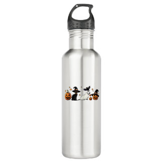 Garrafa Black Cat Halloween Pumpkin Boo Ghost Witch Spooky