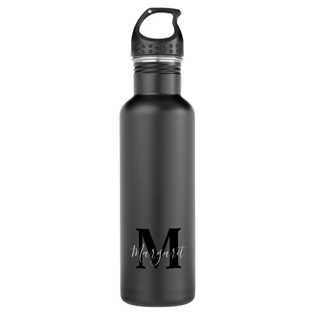 Garrafa Black Grey Simplistic Monogram (Frente)