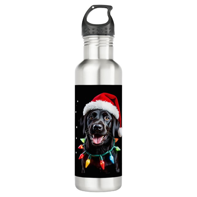 Garrafa Black Lab Labrador Christmas Tree Light Pajama Dog (Frente)