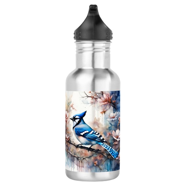 Garrafa Blue Jay Cherry Blossoms aquarela (Direita)