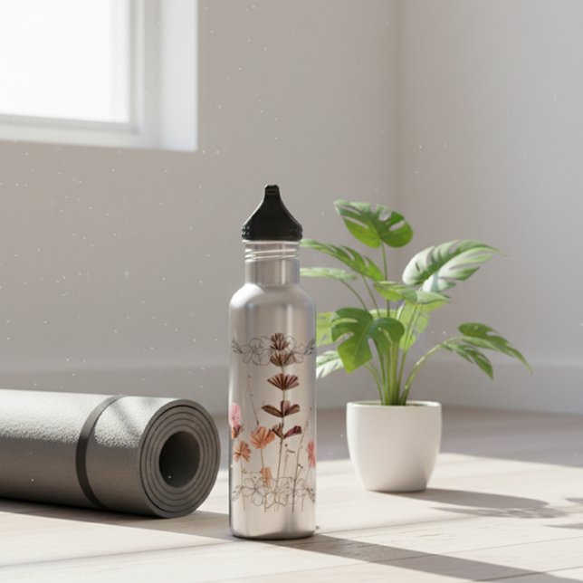 Garrafa Blush Botanical Paper Flowers"A GIFT Just For You" (Criador carregado)